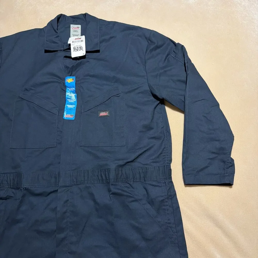 Dickies Coveralls Mens 2XL Navy Blue Work Long Sleeve SEE MEASUREMENTS NEW